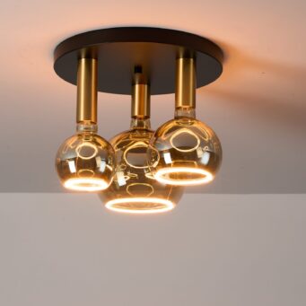 Radiance 3LT Semi Flush Black/Gold With Smoked Bulbs (E2-48471)