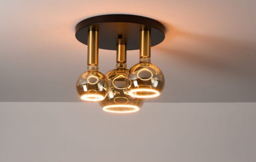 Radiance 3LT Semi Flush Black/Gold With Smoked Bulbs (E2-48471)