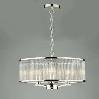 3 Light Polished Nickel and Glass Pendant CL-51119