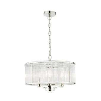 CL-51119 3 Light Polished Nickel and Glass Pendant