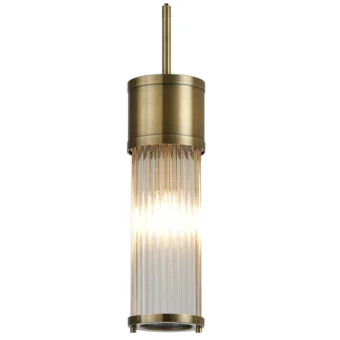 1 Light Glass Rod Single Pendant Brass close
