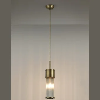 1 Light Glass Rod Single Pendant in Antique Brass (E2-49138)