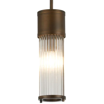 1 Light Glass Rod Single Pendant Bronze closeup