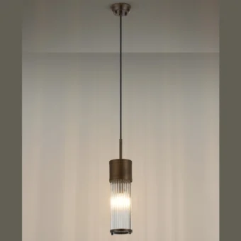 1 Light Glass Rod Single Pendant in Bronze (E2-49139)