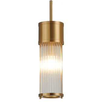 1 Light Glass Rod Single Pendant Gold closeup
