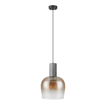 Gun Metal & Satin Black Pendant Light with Amber Fade Glass (E2-49172)