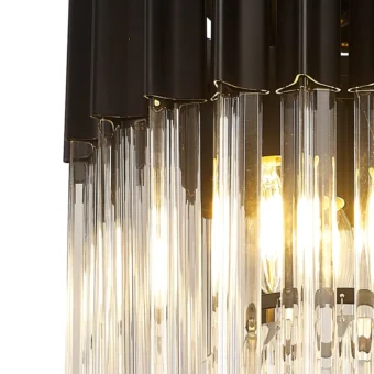 Modern Black & Crystal Flush Ceiling Light (E2-49256)