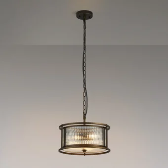 35cm Round Ceiling Pendant Convertible Bronze Clear Glass