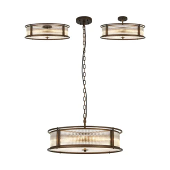 65cm Round FlushSemi CeilingPendant Convertible, BronzeClear Glass
