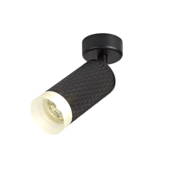 Adjustable 1 Light Surface Mounted Ceiling-Wall Spot Light GU10, Sand Black-Acrylic Ring