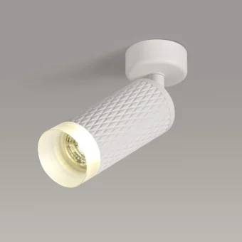 Adjustable 1 Light Surface Mounted Ceiling-Wall Spot Light Sand White-Acrylic Ring