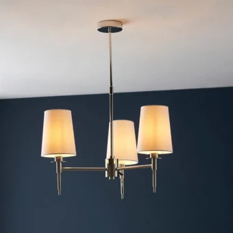 Bright Nickel 3 Light Multi Arm Pendant With Tapered Shades