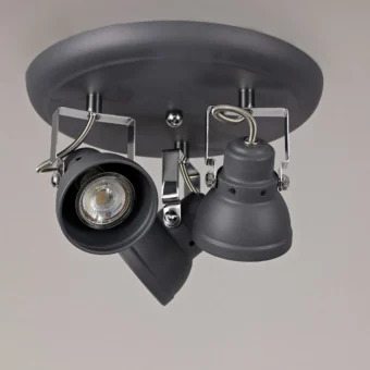 Adjustable 25cm Round Spotlight In Matt Grey (E2-51053)