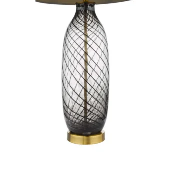 Smoked Clear Glass & Aged Brass Table Lamp With Shade (E2-49087)