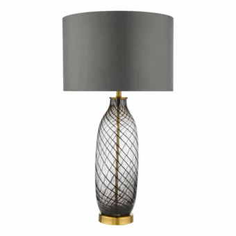 Zeya Table Lamp SmokedClear Glass Aged Brass With Shade