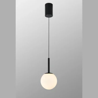 Black Globe Pendant With White Glass Shade (E2-49169)
