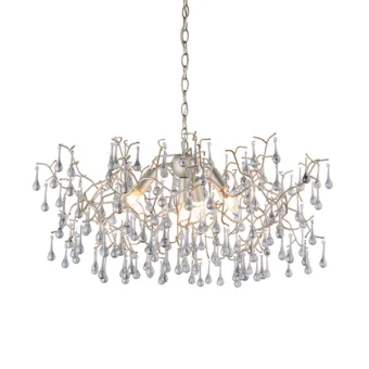 silver branch chandelier with glass droplets