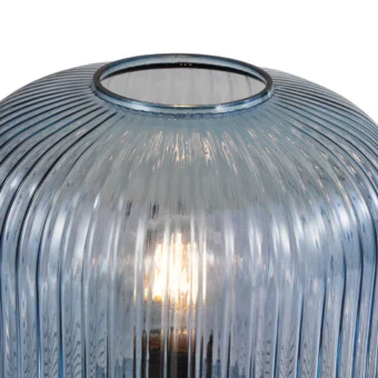 Blue Ribbed Glass Table Lamp (e2-49661)
