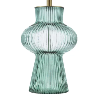Green Ribbed Glass Table Lamp (e2-49664)