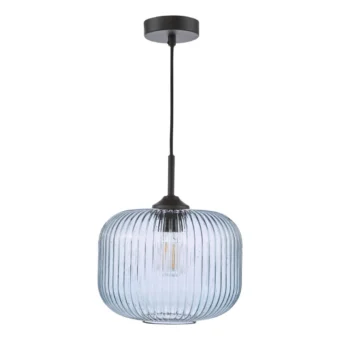 Blue Ribbed Glass Pendant (e2-49667)