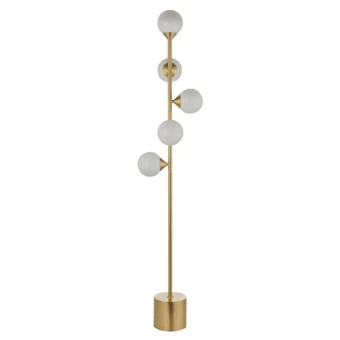 Brushed Gold & Opal Glass 5 Light Floor Lamp (e2-49704)