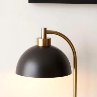 Antique Brass & Black Table Lamp (e2-49707)