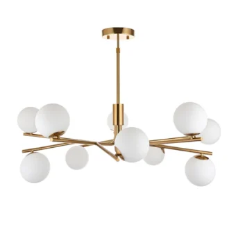 Aged Brass & Opal Glass 10 Light Pendant (e2-49854)