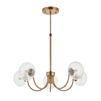 Antique Brass & Twisted Glass 5 Light Pendant (e2-49861)