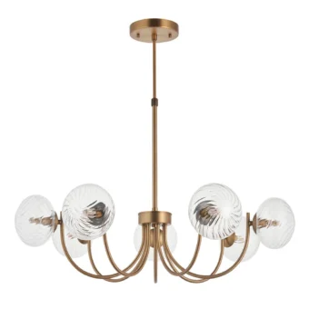 Antique Brass & Twisted Glass 7 Light Pendant (e2-49862)
