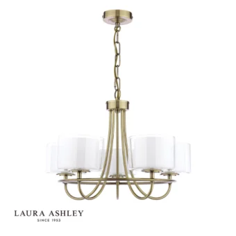 Antique Brass & Opal Glass 5 Light Pendant (e2-49886)