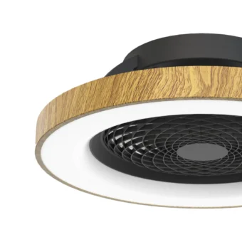 Large Black & Wood Halo Ceiling Fan (e2-45583)