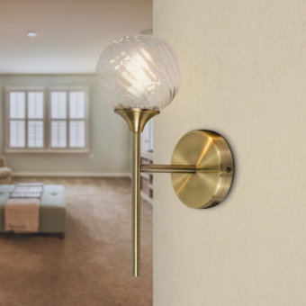 Antique Brass & Ribbed Glass Wall Light (e2-50729)