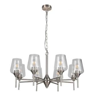 Satin Chrome & Bubbled Glass 8 Light Pendant (e2-50732)