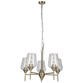Antique Brass & Bubbled Glass 5 Light Pendant (e2-49429)