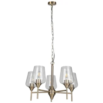Antique Brass & Bubbled Glass 5 Light Pendant (e2-49429)
