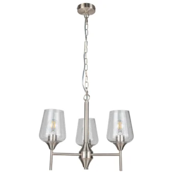 Satin Chrome & Bubbled Glass 3 Light Pendant (e2-49428)