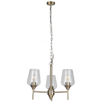 Antique Brass & Bubbled Glass 3 Light Pendant (e2-50735)
