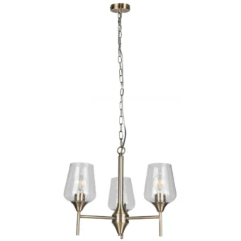 Antique Brass & Bubbled Glass 3 Light Pendant (e2-50735)