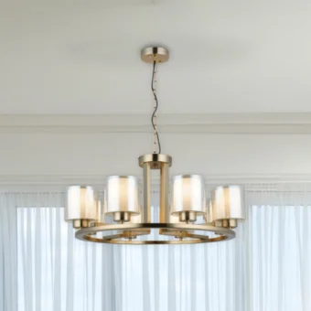 Antique Brass & Opal Glass 8 Light Pendant (e2-50692)