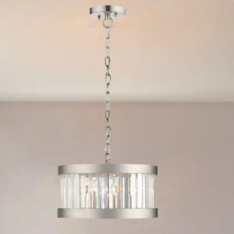 Satin Chrome & Crystal 3 Light Pendant (e2-50742)
