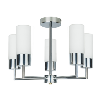 Polished Chrome & Opal Glass 5 Light Semi Flush (e2-50746)