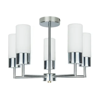 Polished Chrome & Opal Glass 5 Light Semi Flush (e2-50746)