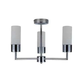 Polished Chrome & Opal Glass 3 Light Semi Flush (e2-50748)