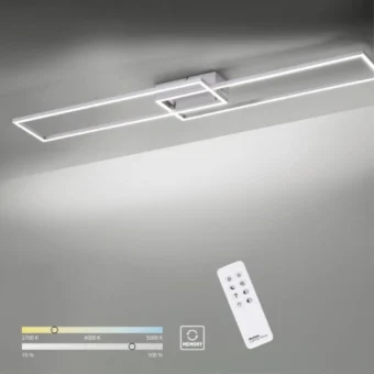Brushed Steel Rectangular LED CCT Flush Fitting (e2-36559)