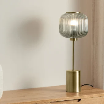 MADE.COM Grey/Antique Brass Large Briz Table Lamp (e2-51206)