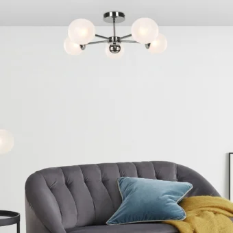 MADE.COM Chrome Globe 5 Light Flush Ceiling (e2-51037)