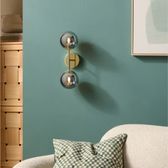 MADE.COM Gold/Smoke Grey Globe Wall Light (e2-51023)