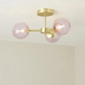MADE.COM Pink Globe 3 Light Flush Ceiling (e2-51039)