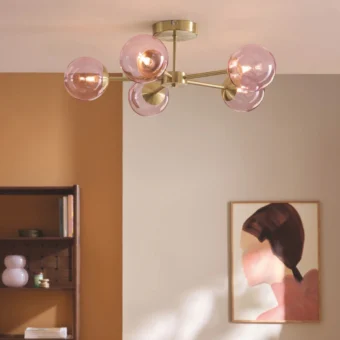 MADE.COM Pink Globe 5 Light Flush Ceiling (e2-51044)